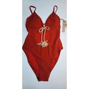 Robin Piccone Soliel One Piece Swimsuit Marmalade Textured Sz 8